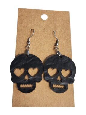 Midnight Skull Acrylic Drop Earrings